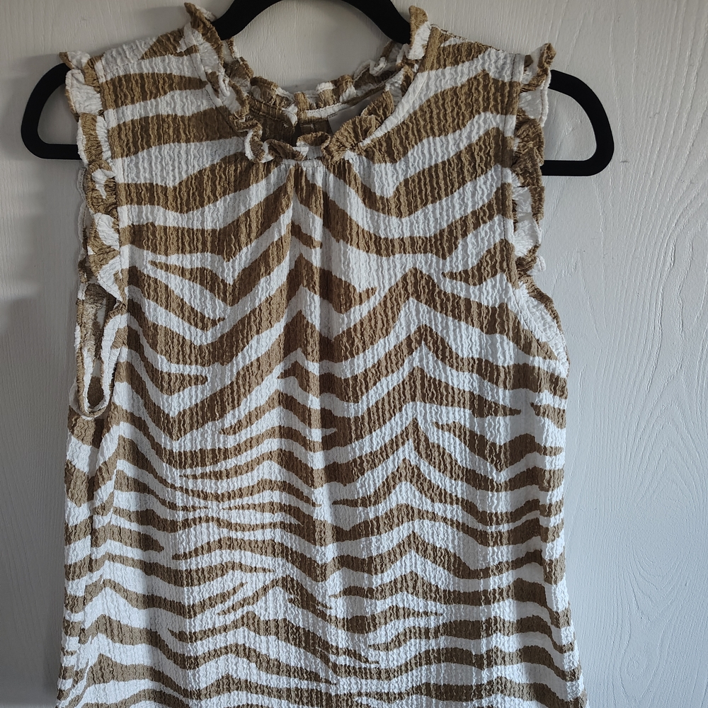 LOFT Brown and White Zebra Print Blouse